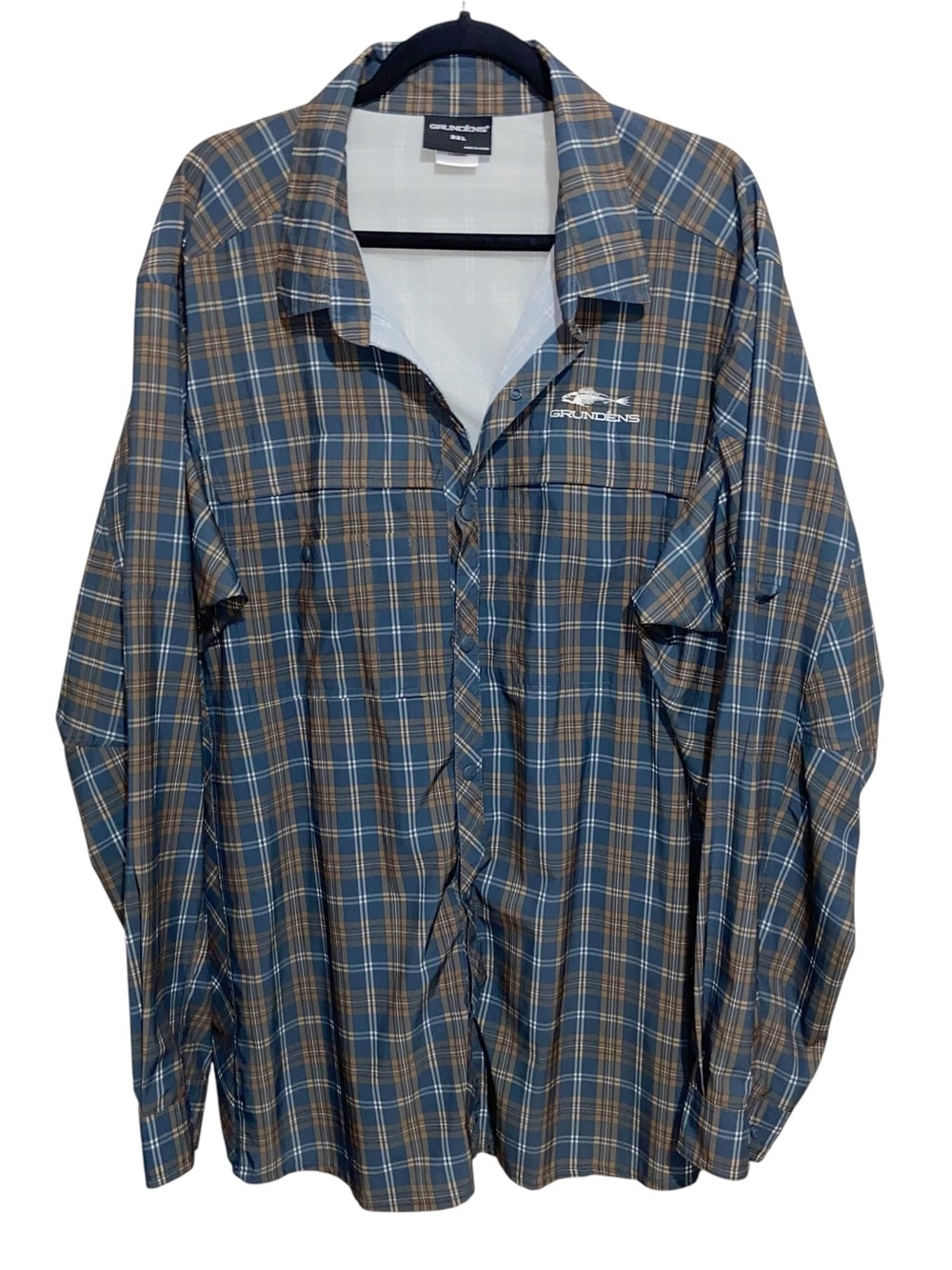 Grundens Shirt Mens 3X Fly Bridge Plaid Long Sleeve Snap Vented Fishing Tech UPF